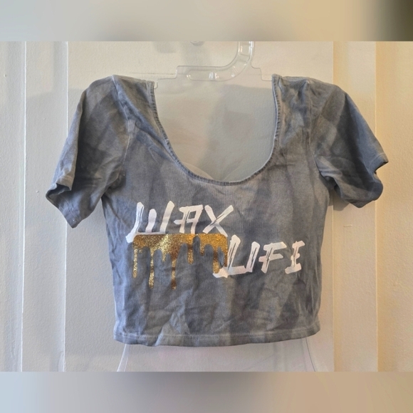None Tops - Gray One Of A Kind Wax Life Women's Crop Top
